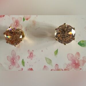 Golden Crystal Stud Earrings